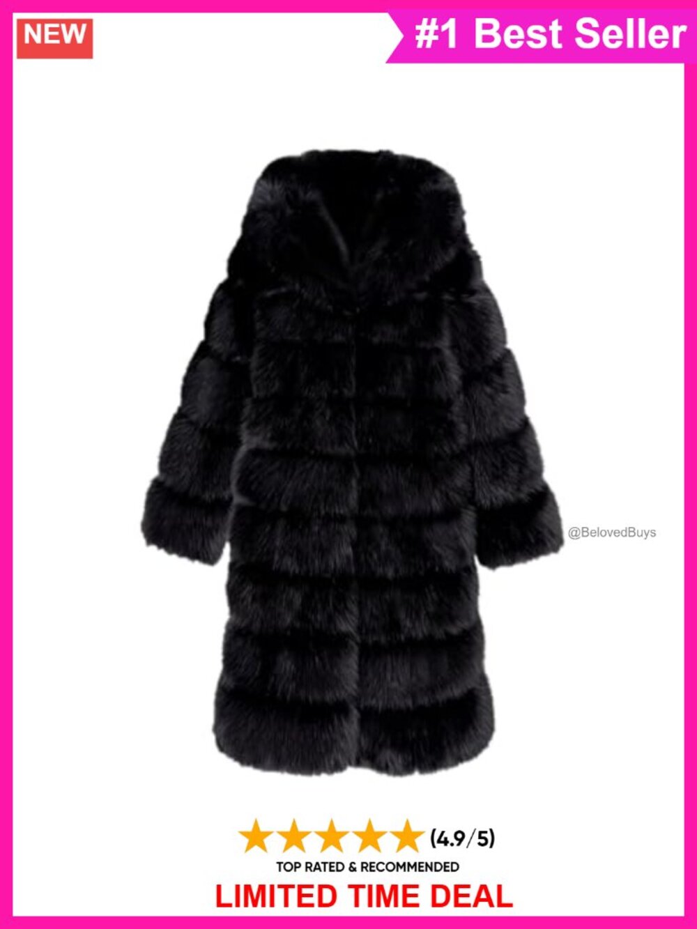 Faux Fur Hooded Long Coat Plus Size Winter Overcoat
